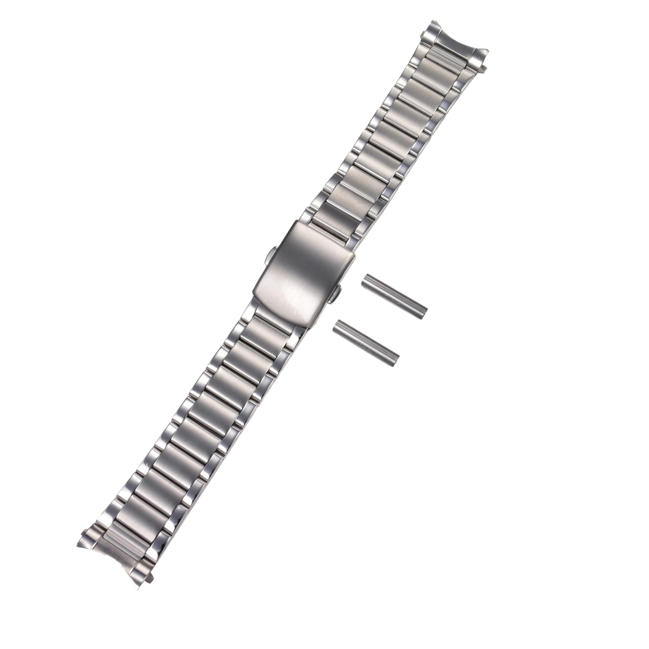 Semdu 316L Stainless Steel 18mm 20mm 22mm 24mm Watch Band, Silver 2tone Gold Oiyster Flat Curved End Folded Watch Band Bracelet Strap