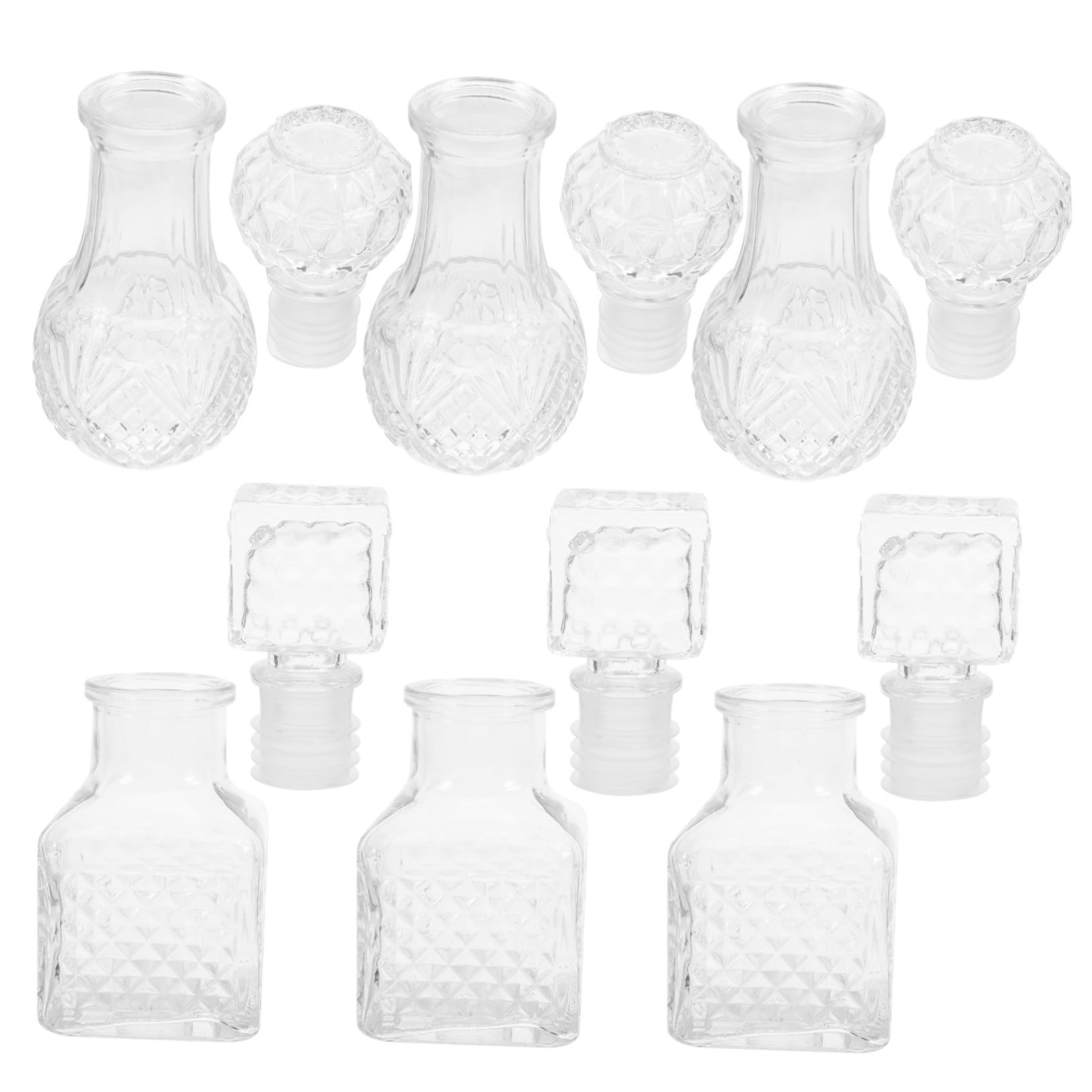 FRCOLOR 6 Handgefertigte Glas Flaschen mit 50 Ml Fassungsvermögen für Weinverkostung und Hausbar Stilvolles Design mit Verbesserter Belüftung und Erstklassiger Abdichtung