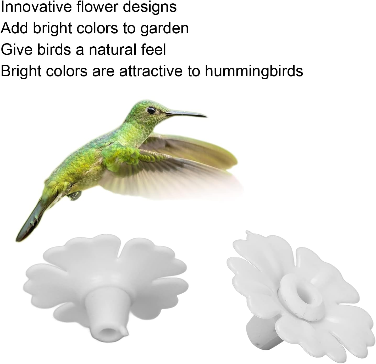 Estink 30 Sets Hummingbird Feeders Replacement Flowers, Hummingbird Feeder Replacement Parts Bird Feeder Replacement Flowers Feeding Ports for Outdoors Hanging Feeders Garden Supplies (White)