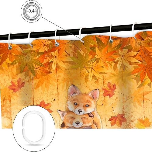 Miniatura 6 de Cortina de ducha de madera otoñal, cortinas de ducha de hojas amarillas de otoño, cortina de ducha de baño, cortina de ducha de calabaza de otoño