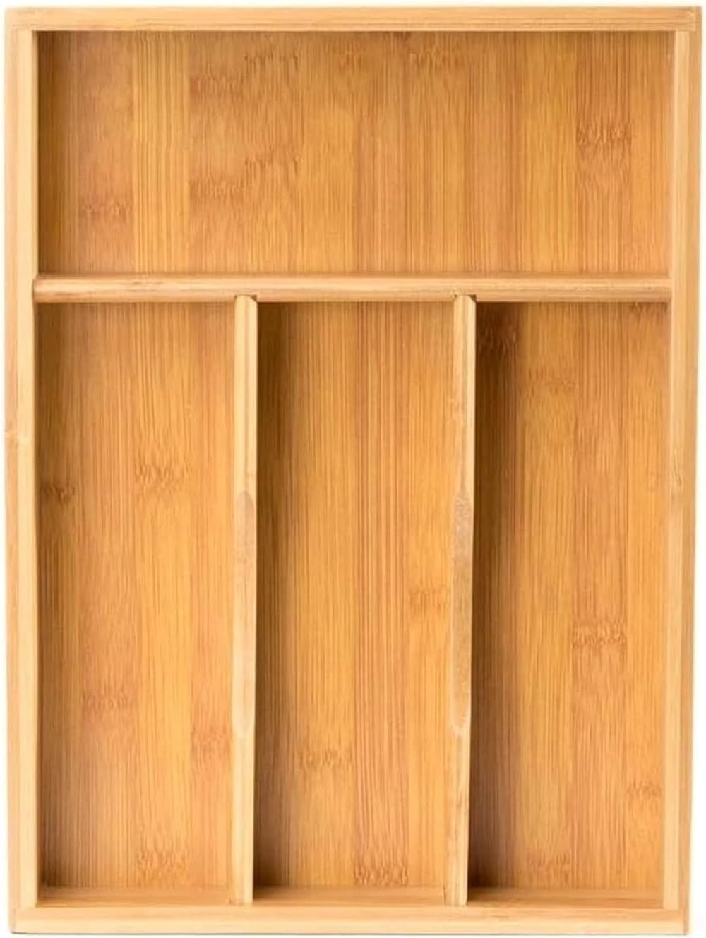 Emirates Living Bamboo Kitchen Drawer Organiser, Wooden Cutlery Tray with 4 Narrow Compartments for Spoons Forks & Knives, Silverware Utensil Storage Flatware Holder