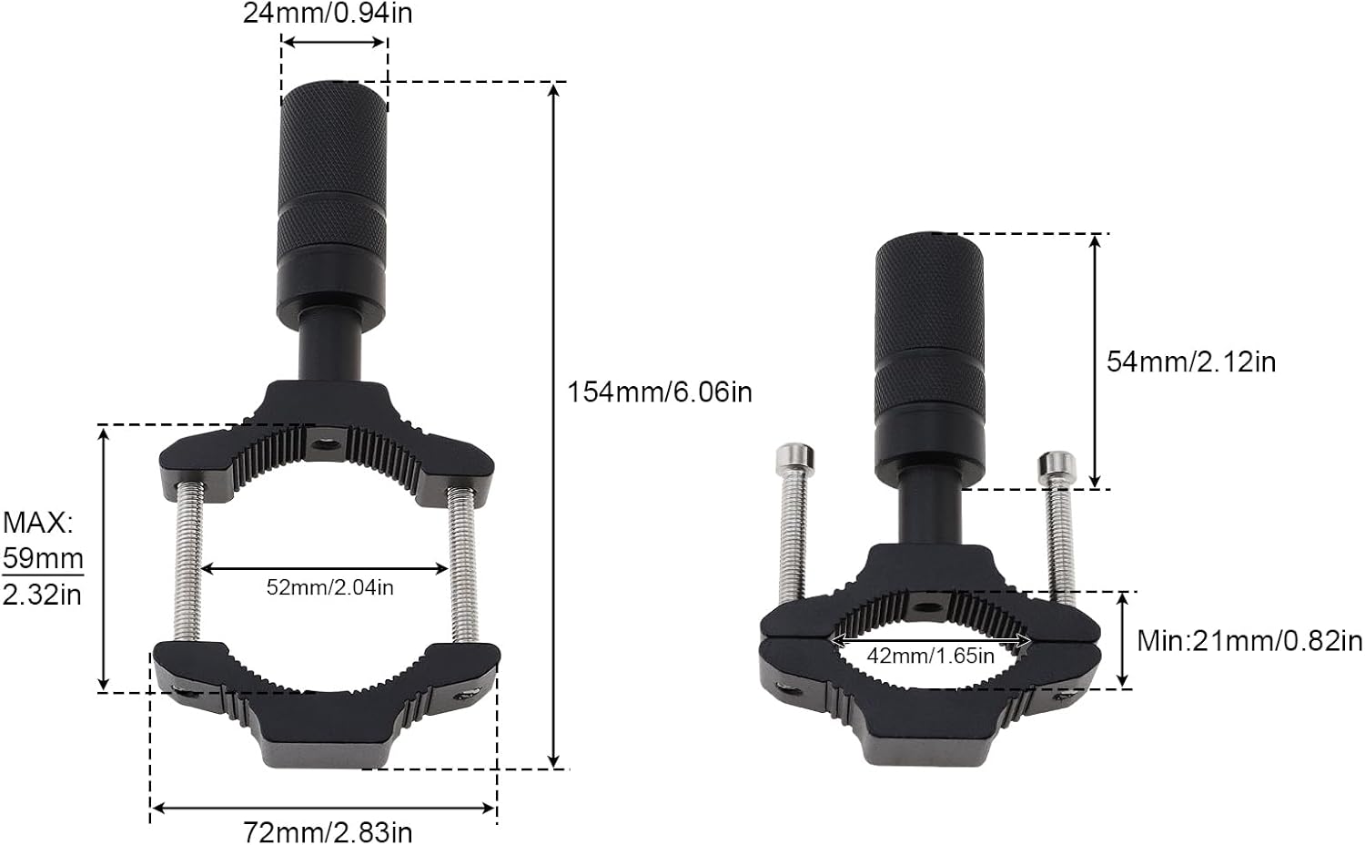 Windance Motorcycle Fork Light Mount Bracket for Scooter ATV UTV Installing Spotlights Running Lights, Foglight Spotlight Headlight Crash Bar Bumper Expansion Bracket (2, 25MM-52MM)