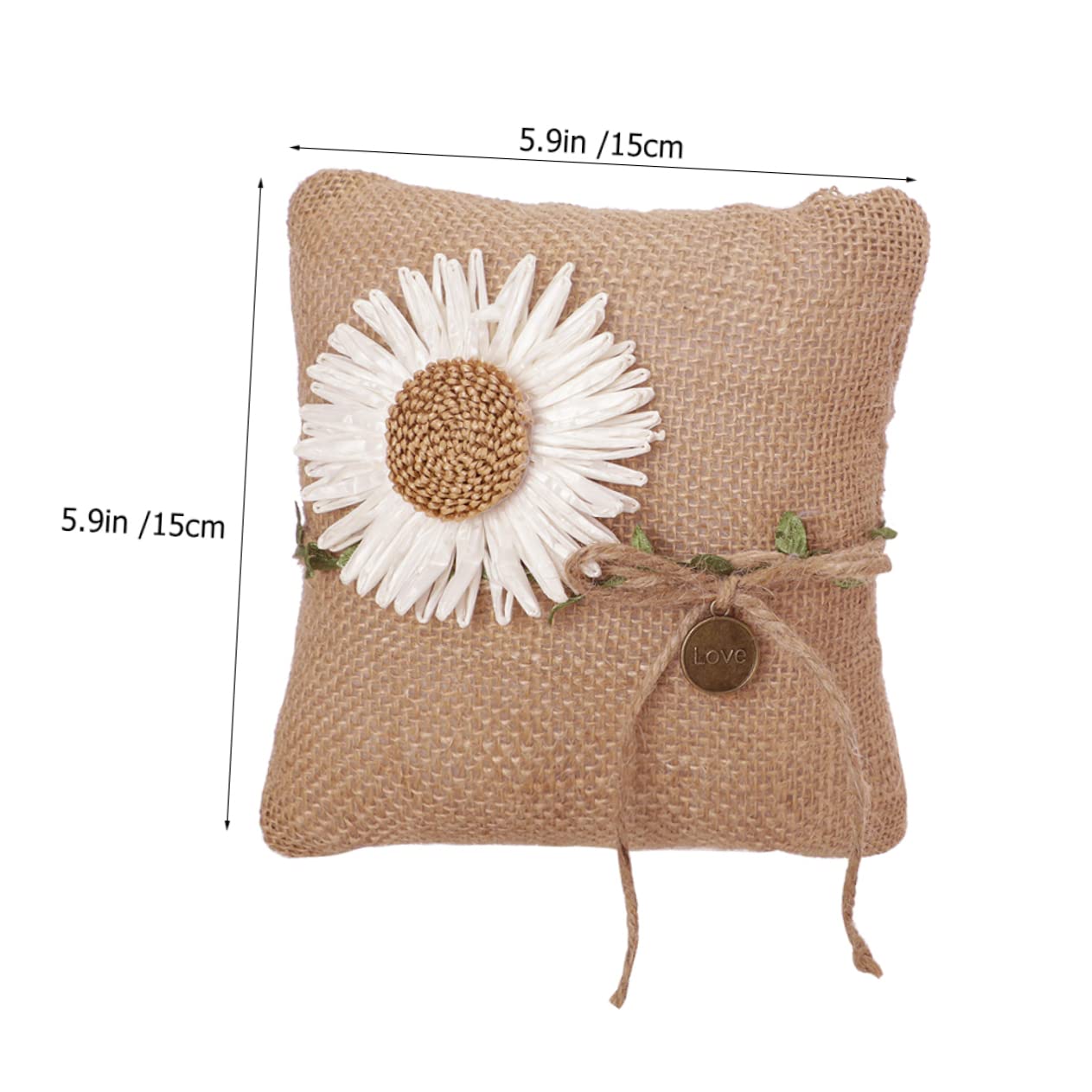 Unomor Engagement Ring Pillow Holder Rustic Burlap Wedding Decorations Ring Pillow