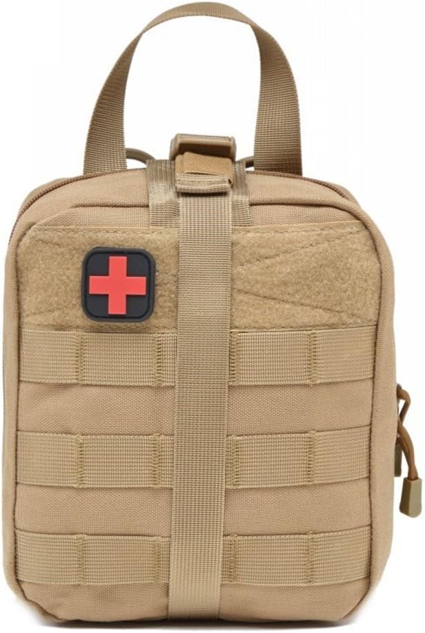 MOLLE First Aid Kit EMT Pouch Military Tactical Ifak Pouch Medical Utility Pouch for Travel, Car, Camping, Outdoor Sport (Khaki)
