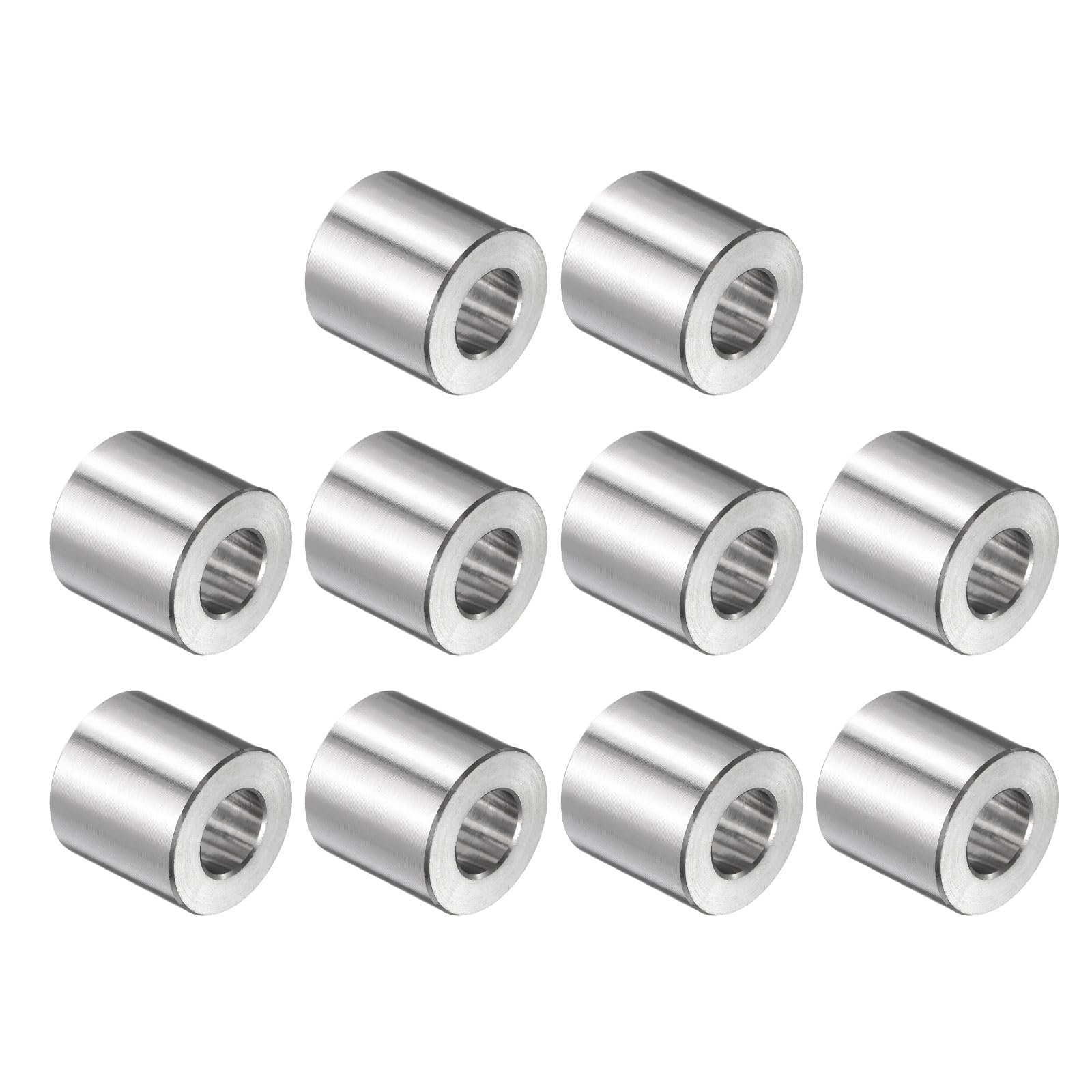 uxcell 10pcs Stainless Steel Spacer 3/8" Bore x 3/4" OD x 11/16" Length Screw Bushing Plain Finish Round Metal Spacer for M10 Screws Bolts and Rods