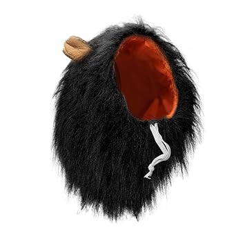 Vivifying Lion Mane Costume, Adjustable Pet Lion Mane Wig with Ears for Medium and Large Dog (Black)