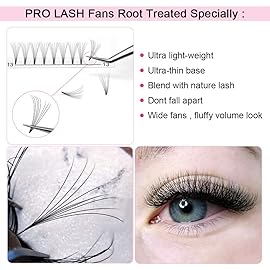 Premade Volume Eyelash Extensions 8D-C-0.07-16 Short Stem Premade Fans Eyelash Extensions 9 to 20 mm Volume Lash Extensions .07 .10 Pre made Lash Fans C D Curl (8D-C-0.07,16mm)