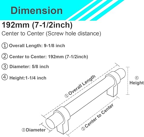 Miniatura 2 de Modket Paquete de 5 manijas estilo barra europea de oro cepillado para gabinete, acero inoxidable 304, longitud total de 11-34 pulgadas, centros de