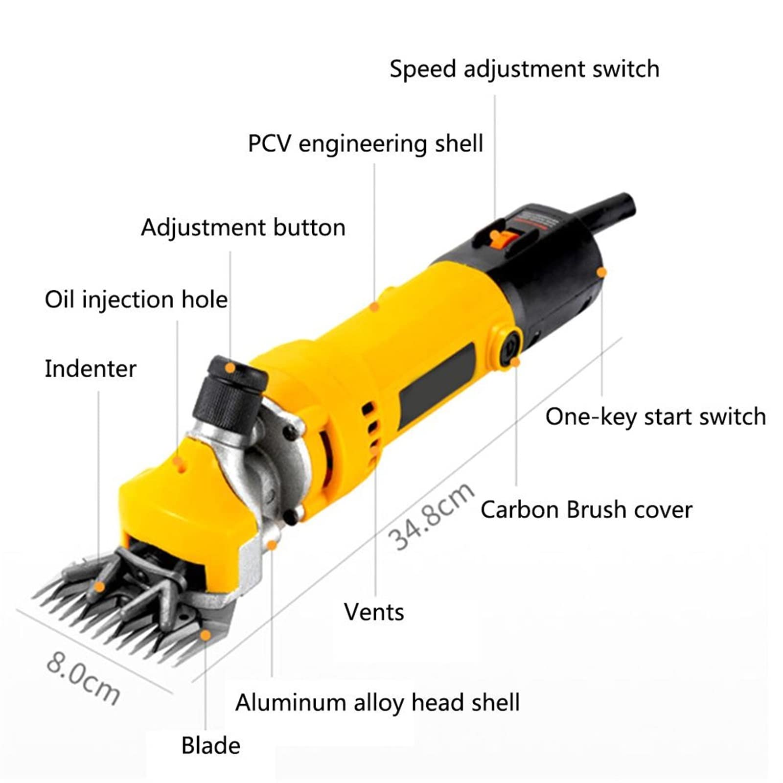 Máquina Esquilar Ovejas, Cortador eléctrico de esquila de ovejas de 1000W, 9 engranajes, ajuste de afeitado de lana de cabra, herramienta de corte de empuje, máquina de tijera potente