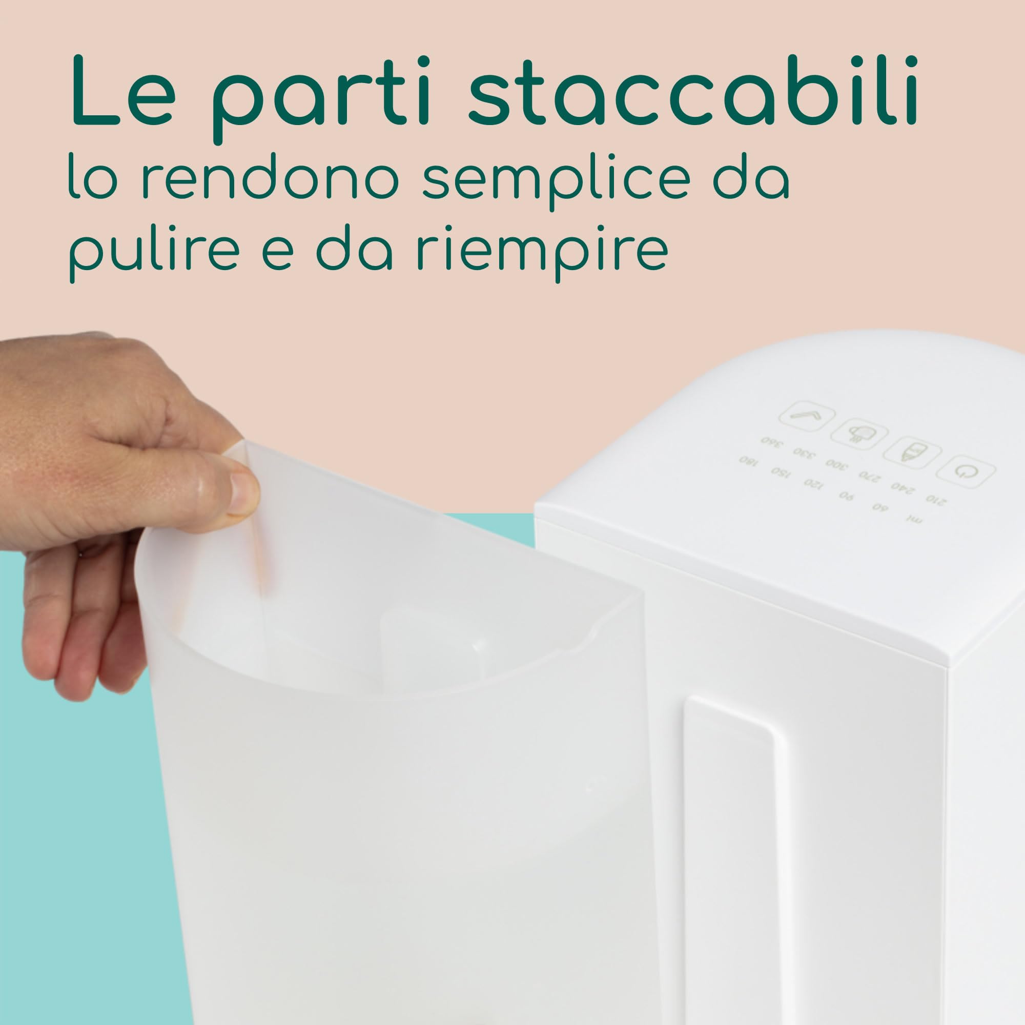 Bebeconfort Preparatore di Biberon Neonato Istantaneo, Temperatura Ideale in Secondi, Scaldabiberon Neonato Rapido e Silenzioso, Acqua Calda max 80°C, Capacità 1,1 L, Memoria, Autopulente, Compatto