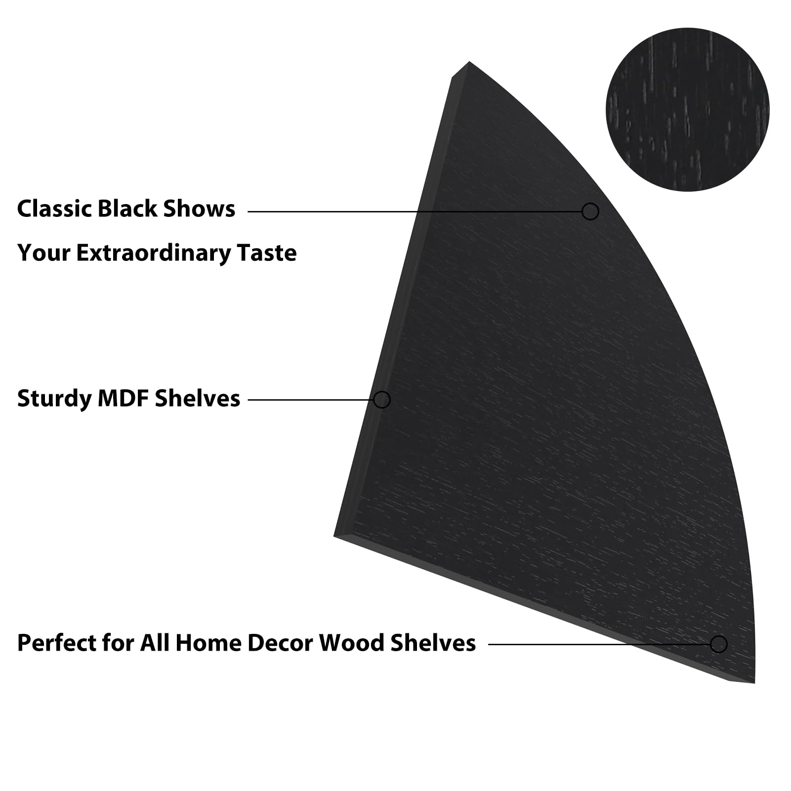 HORLIMER Black Corner Shelf for Wall Set of 6, Rustic Wooden Floating Corner Shelves for Kitchen Bedroom Living Room, Bathroom - Image 2