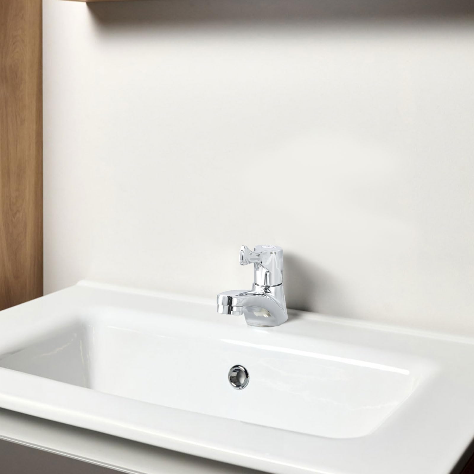 Grifo Agua Fría Individual, Grifo Lavabo Cocina y Baño, Monomando Compacto para Fregadero, Instalación G1/2, Plateado
