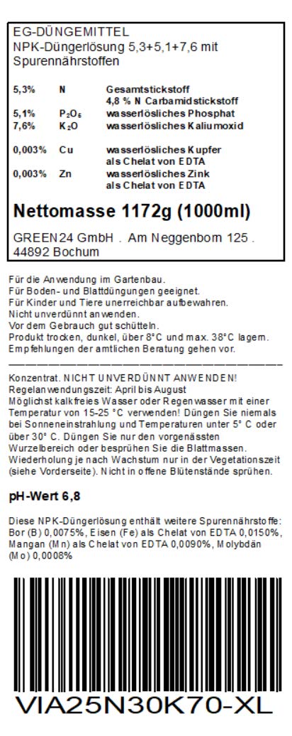 Nawóz do winorośli XL 1 l Vitis NPK do roślin w grządkach i doniczkach jako pełny nawóz