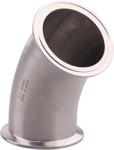 Miniatura 3 de DERNORD Codo de 45 grados  Tubo de 2.5 pulgadas OD de acero inoxidable 304 de tubería se adapta a tres abrazaderas de 2.5 pulgadas (diámetro