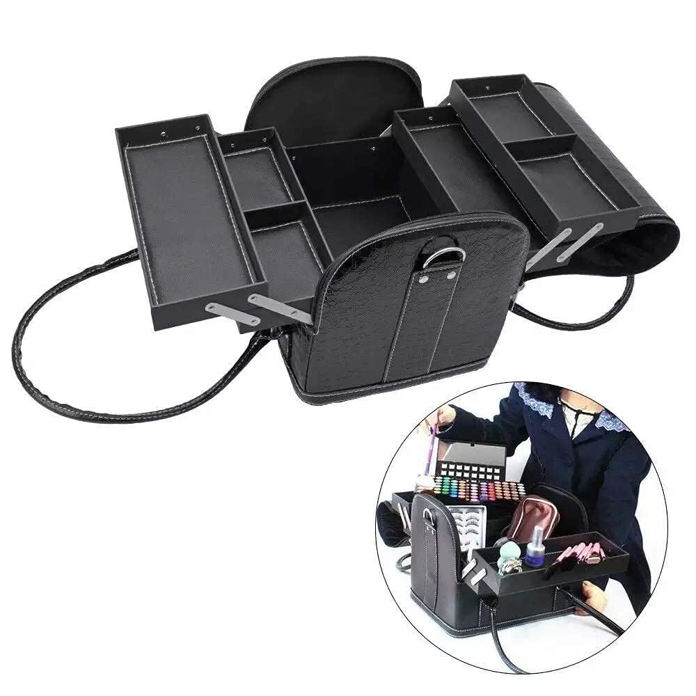 Adson Professional Beauty Make Up Case Nail Cosmetic Box Vanity Case (BLACK) 1