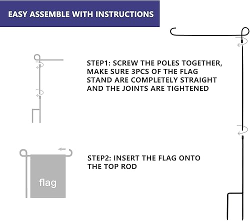 Miniatura 4 de 2 soportes para bandera de jardín, poste grueso, resistente, recto, de metal de alta calidad, resistente a la intemperie, asta de bandera con tapón