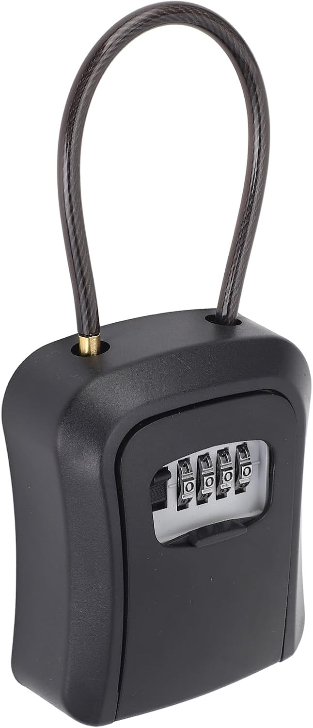 Wall Mount Key Lock Box with Combination, Portable Resettable Code Security Lockbox for Outside House Keys, Spare Keys Storage for Home Office Apartment