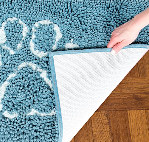 Dog Gone Smart Dirty Dog Microfiber Paw Doormat - Muddy Mats For Dogs - Super Absorbent Dog Mat Keeps Paws & Floors Clean - Machine Washable Pet Door Rugs With Non-Slip Backing | Runner Pacific Blue #TOP2