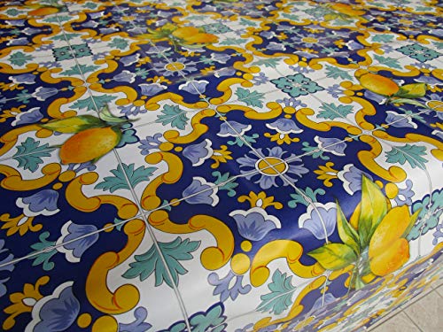 Pago Poco Tovaglia Rettangolare in Plastica 100% Impermeabile Disegno MAIOLICHE .. MADE IN ITALY !!!! (120x160)