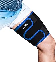 supregear Oberschenkelstütze, Verstellbare Oberschenkel-Kompressionsmanschette Neopren Kniesehne Quad Wrap Atmungsaktive Rutschfeste Obere Beinstütze Bein schlanker für Damen Herren, Blau