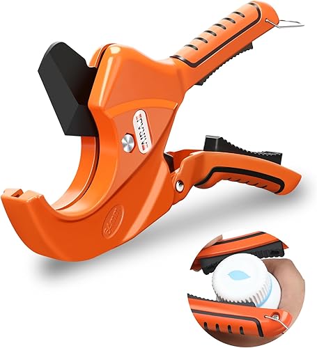 AIRAJ Cortador de tubos de PVC de trinquete, cortador de PVC de hoja SK5 para cortar 2-12 pulgadas (2.520in) de plástico, PVC, manguera, PEX y