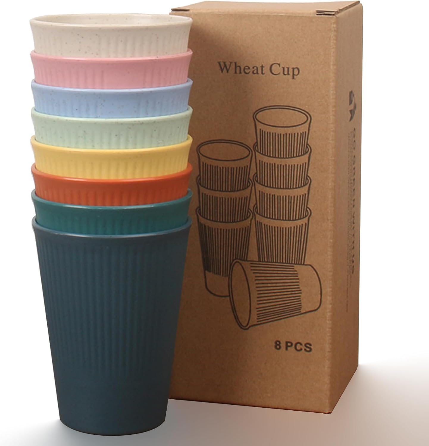 Bicchieri di Plastica Rigida Riutilizzabili Colorati, 8 Pezzi, Lavabili e Infrangibili, Senza BPA, per Feste