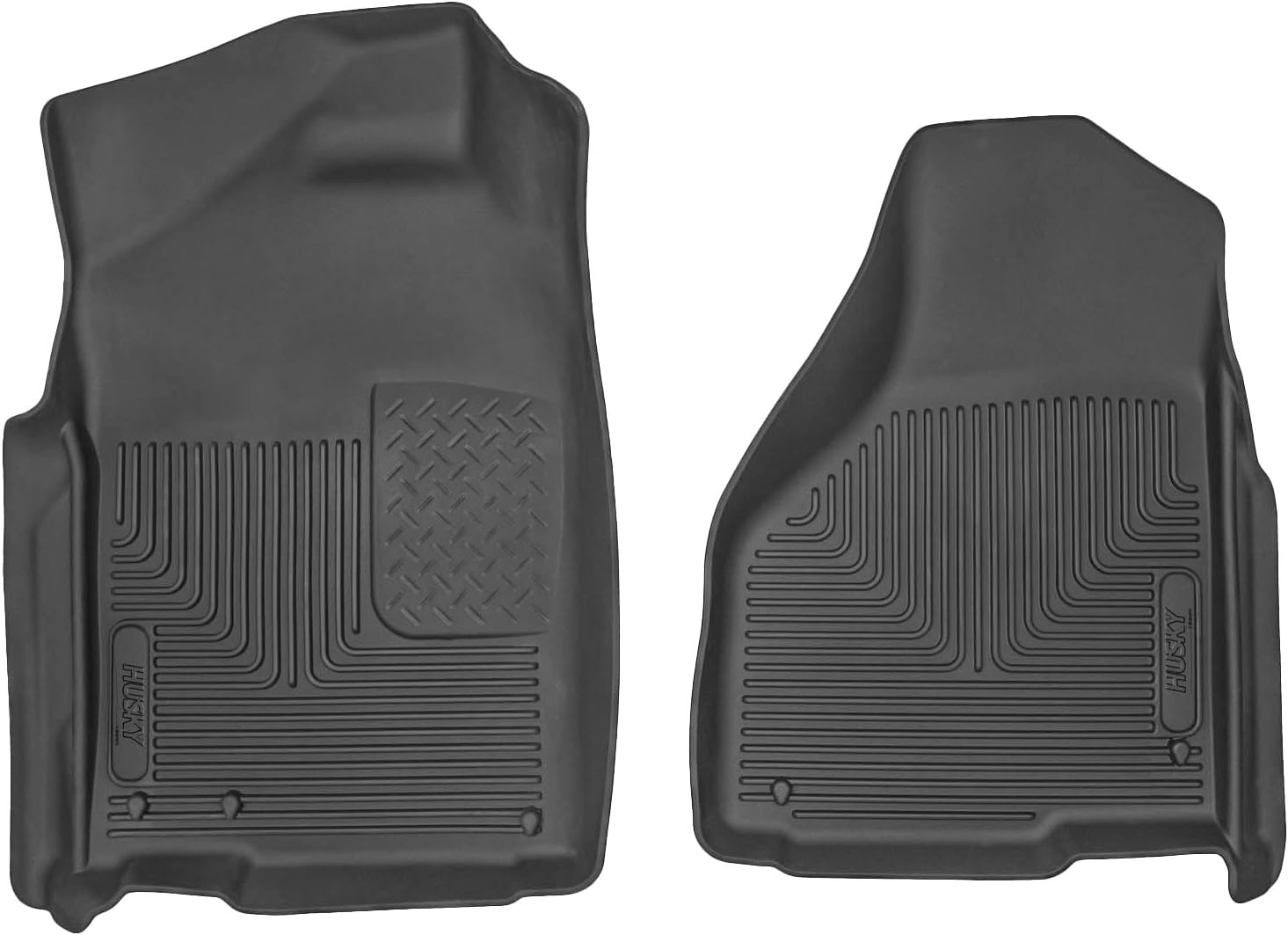 Husky Liners X-act Contour Floor Mats | Fits 2002-2024 Dodge Ram 1500 (19-24 Classic Body Only); 2003-2018 Ram 2500/3500 w/Auto. Trans. Quad/Regular CAB ONLY | Front Row, 2-pc Black - 53521