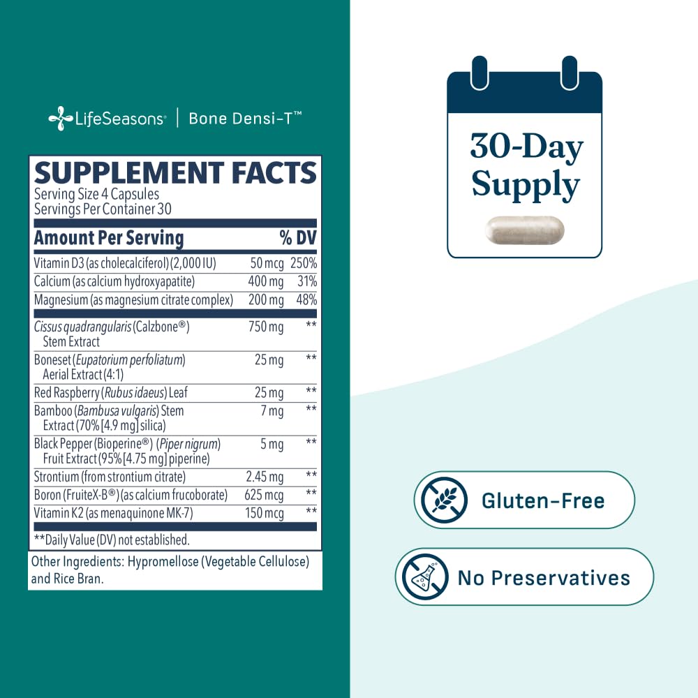 LifeSeasons Bone Densi-T - Osteo & Calcium Support - Bone Mineral Density, Pliability & Healing - Skeletal Strength & Tissue Production - Calcium, Magnesium & Vitamin D - 120 Capsules — Amazon image 6