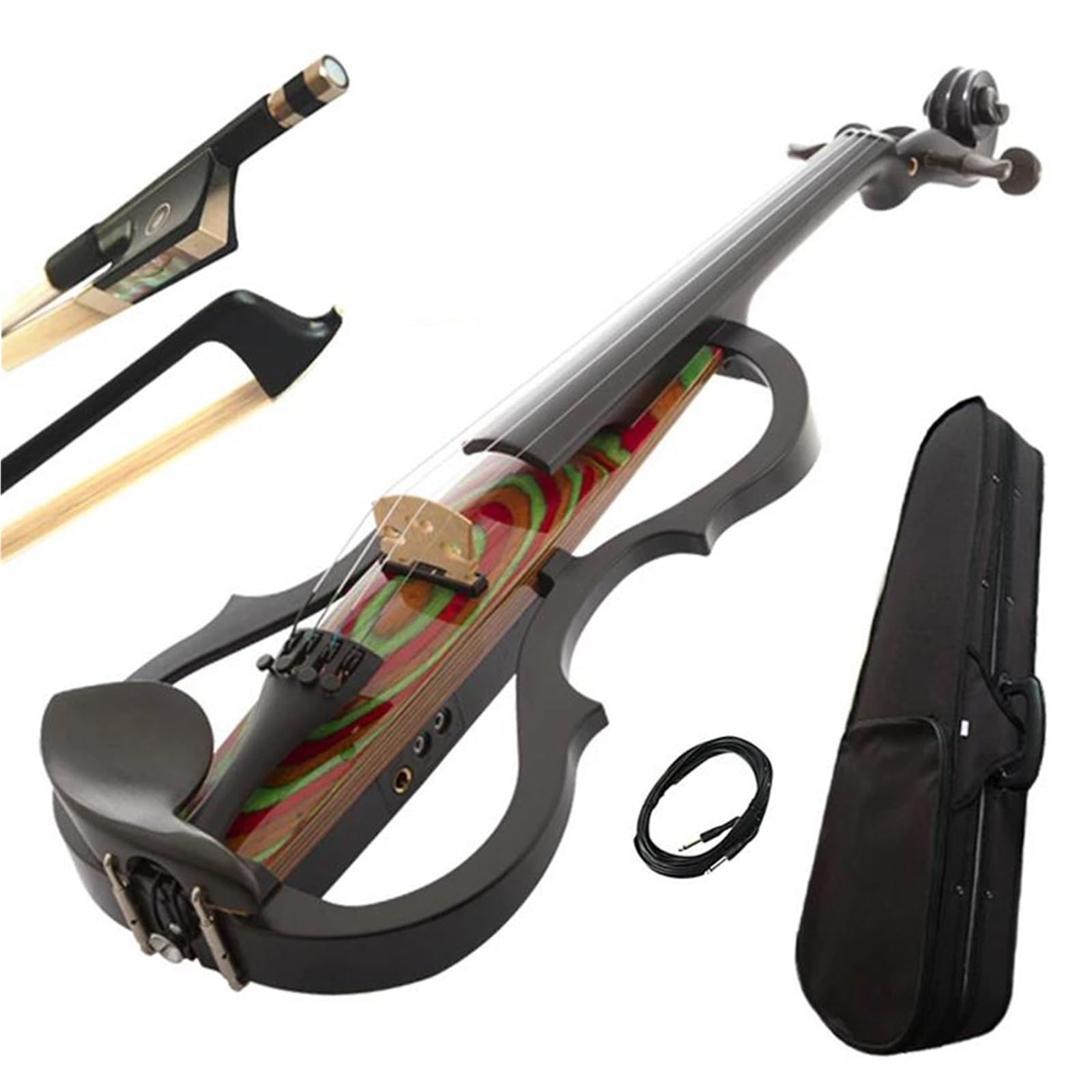 Kit Intermedio A 4 Corde Violino Elettrico 4/4 Con Archetto E Custodia