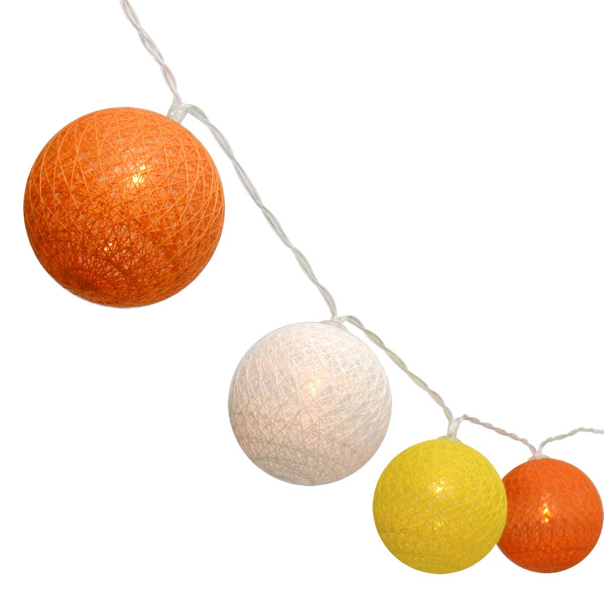 Gardeningwill 3M/10Ft 30 Yellow Orange White Ball LED Xmas Wedding Battery Operated String Fairy Light