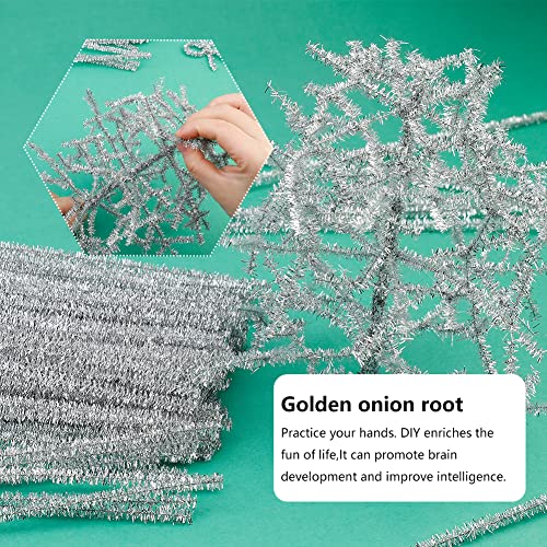 Image of 100PCS Pipe Cleaners Chenille Stem Glitter Silver Pipe Cleaners | Craft Pipe Cleaners, Fuzzy Sticks Pipe Cleaners Bulk for Creative Handmade DIY Art Craft and Project Decoration Supplies