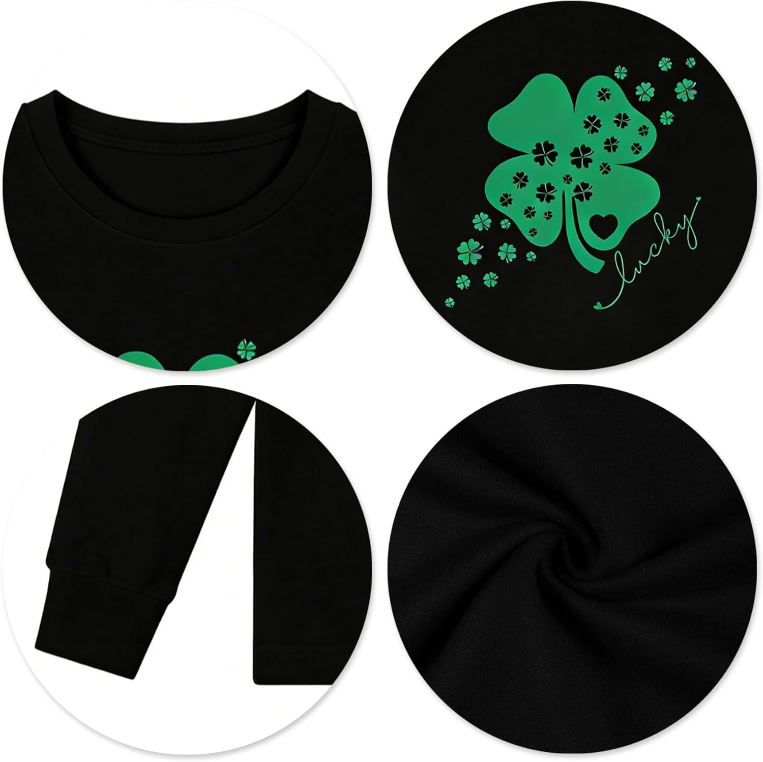 St. Patricks Day Shirts for Women: Irish Shamrock T Shirt Clovers St Patrick's Day Long Sleeve Tops - Image 5