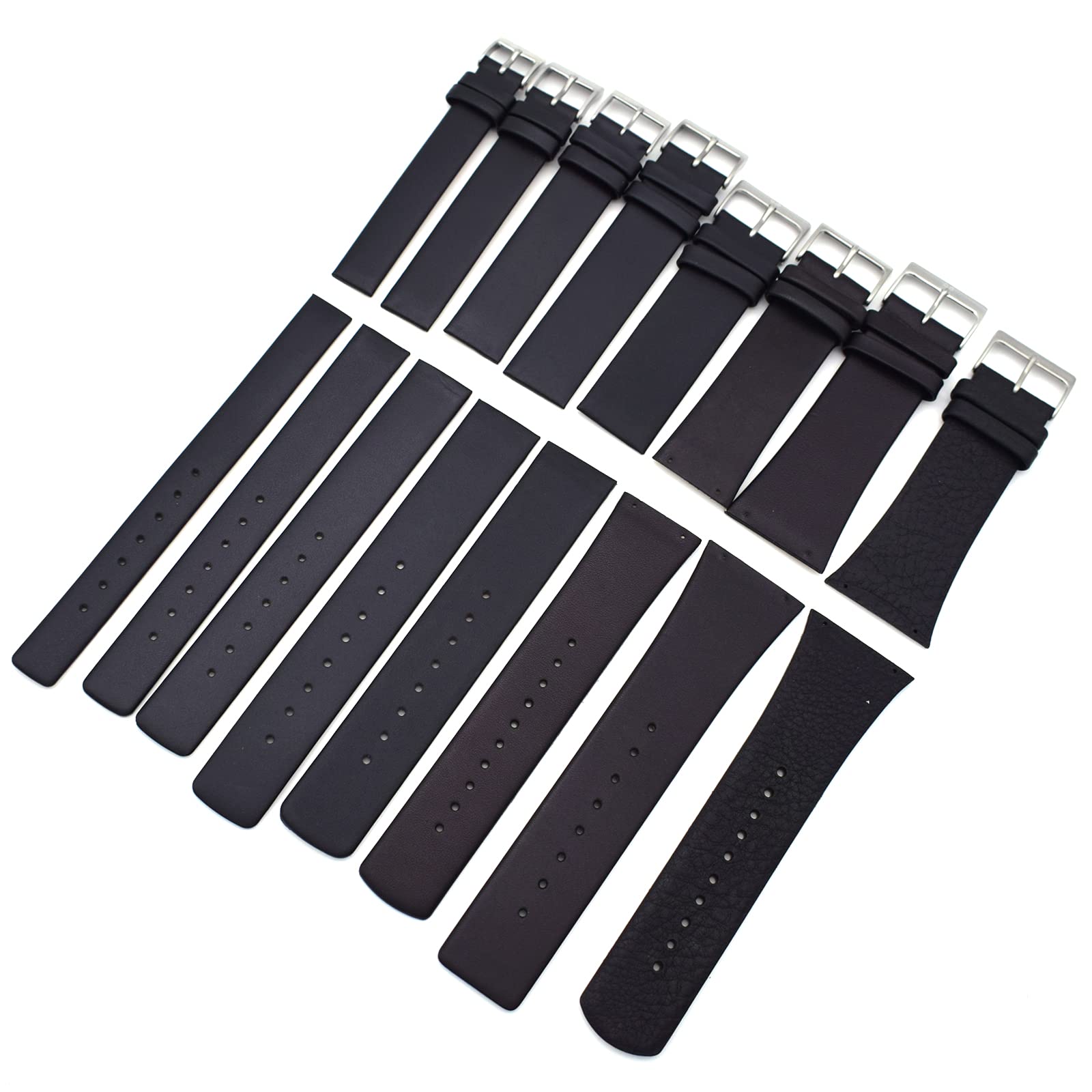 THEAGE Screw Fit, Genuine Leather Replacement Watch Band Strap for Skagen Watches, Attaches with Screws, 12mm, 14mm, 16mm 18mm, 20mm, 22mm, 28mm, 30mm (Black, 18)