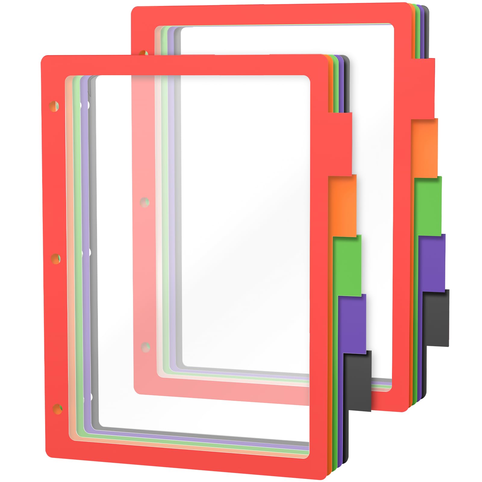 Separadores De 5 Pestañas Para Carpeta De 3 Anillos - 10 Unidades Multicolor - Tamaño Carta