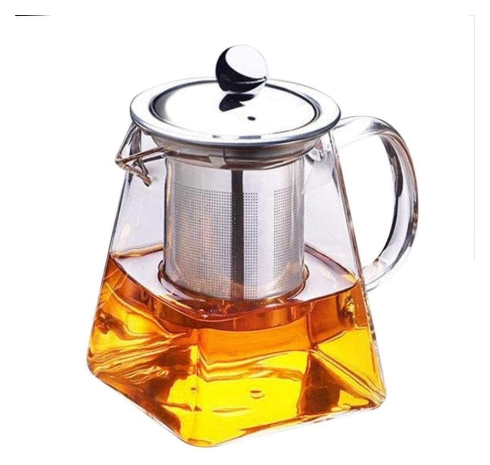 Tetera Tetera 350 ML Tetera de Vidrio de borosilicato Transparente Tetera de Taza de té de Vidrio Elegante con colador de infusor de Acero Inoxidable