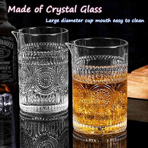 Gusnilo Cocktail Stirring Glasses for Whiskey Cocktail Mixing Glass 24oz Mixing Glass Mixing for Stirring Drinks,Old Fashioned Crystal Bar mixing Glass 710ml Cocktail Stirring Glasses 2PCS - Thumbnail 2