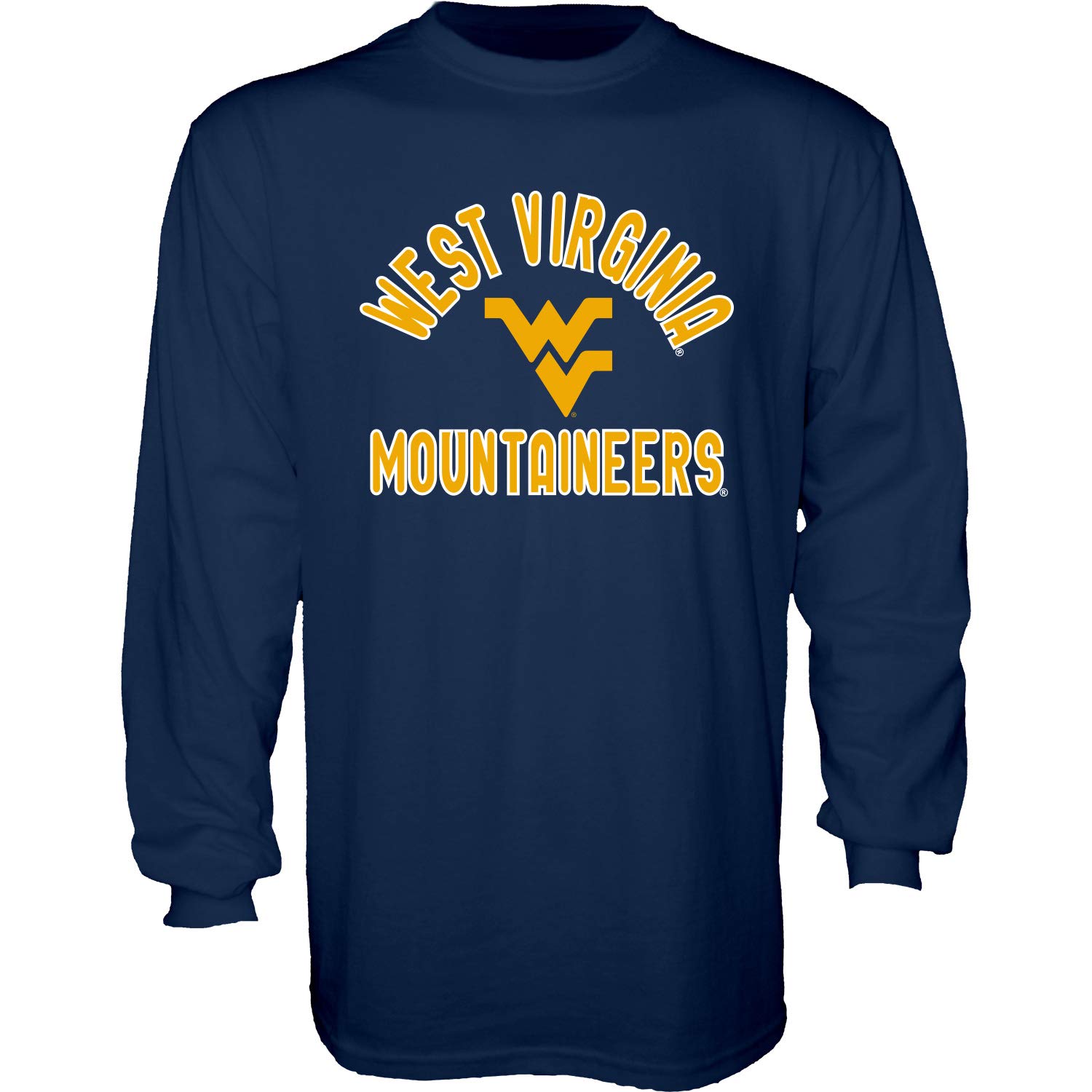 Men's West Virginia Mountaineers Long Sleeve T Shirt Line Up Team Color, West Virginia Mountaineers Navy, Medium
