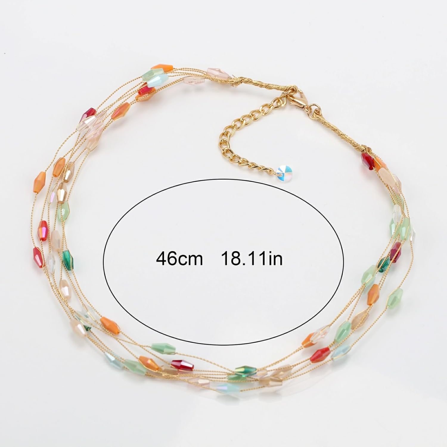 Multi Layers Strands Bib Crystal Stone Choker Necklace for Women Colorful Bead Collar Gold Color Chain Pendant Necklace Jewelry - Image 6