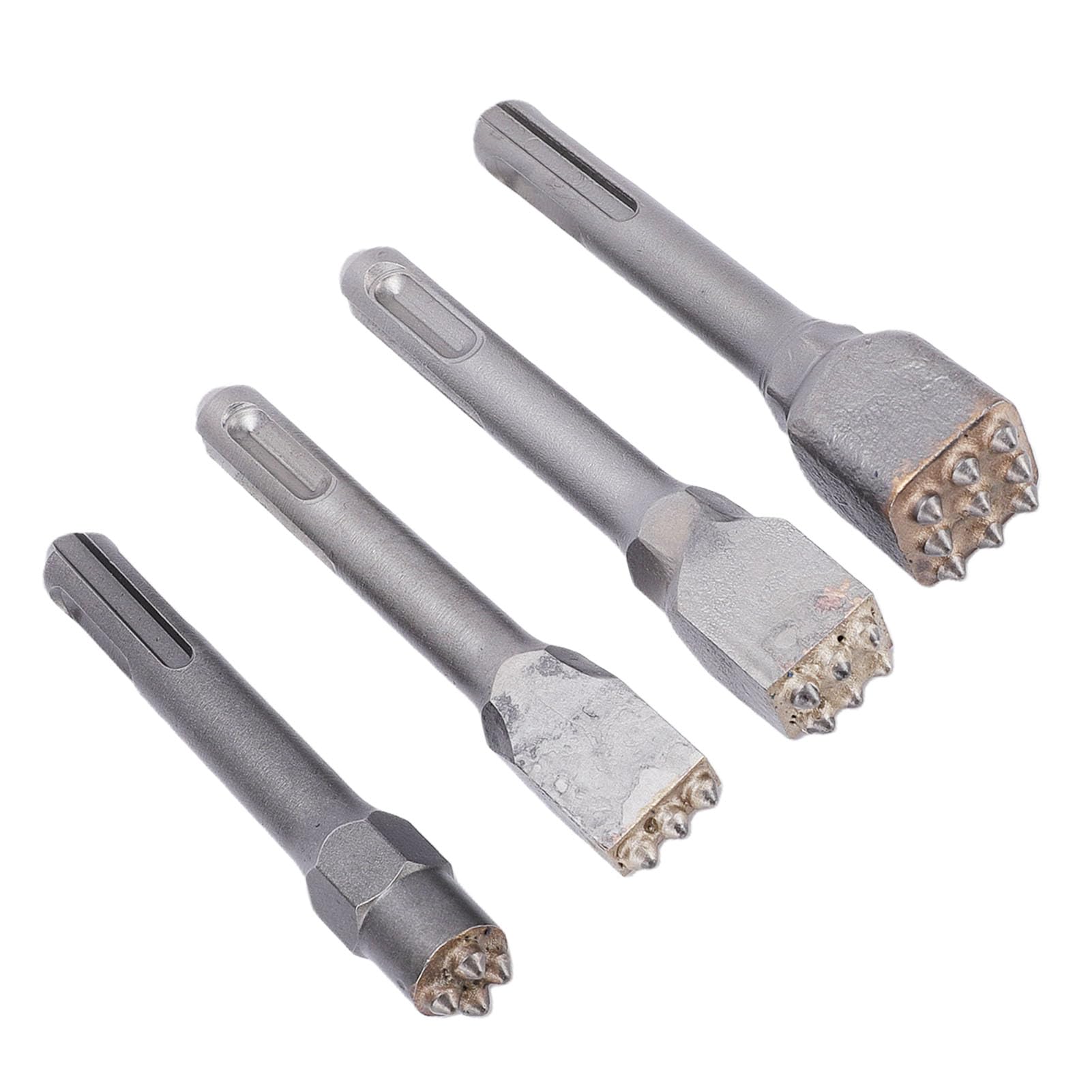 Set di Punte per Scalpello a Martello in Metallo Duro 4 Pezzi per Sgrossatura e Rimozione del Rivestimento del Calcestruzzo con Gambo Tondo a Doppia Fessura 3 4 6 9 Punte