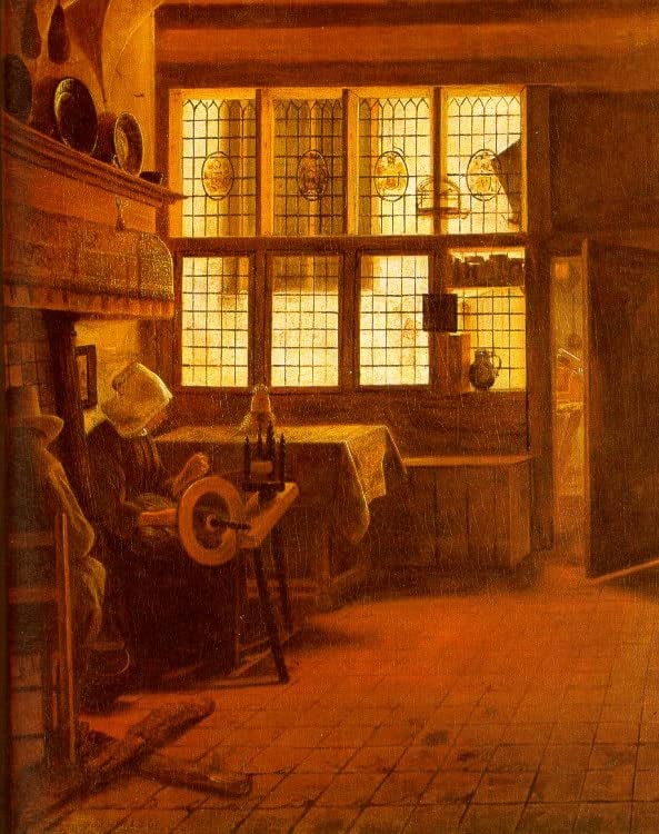 Impression d'art Esaias Boursse femme au rouet : toile décoration murale salon 60x90cm