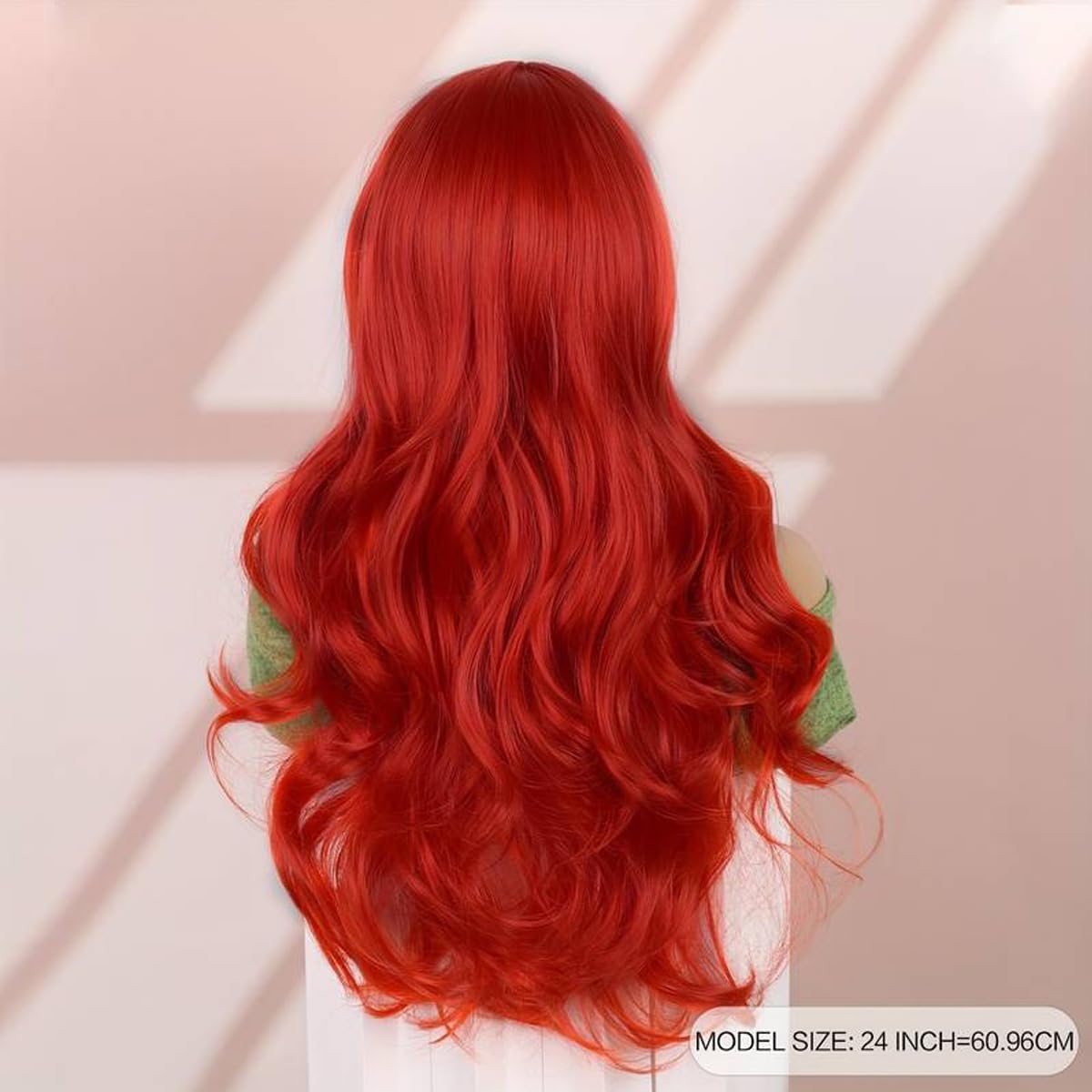 Creamily Long Wavy Red Wig with Bangs - Image 4