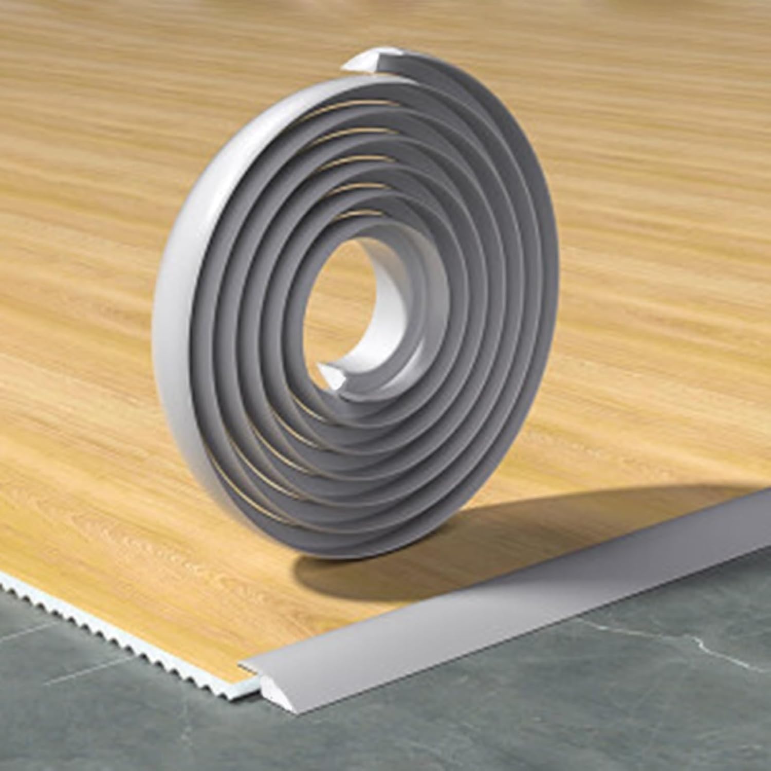 Threshold Strip Self Stick Rubber Floor Transition Strip, Flexible Carpet Edge Protector Bar, Uneven Floors Threshold Seal Carpet to Vinyl, Wood to Tile(Light Brown,Length-2m(6.5ft))