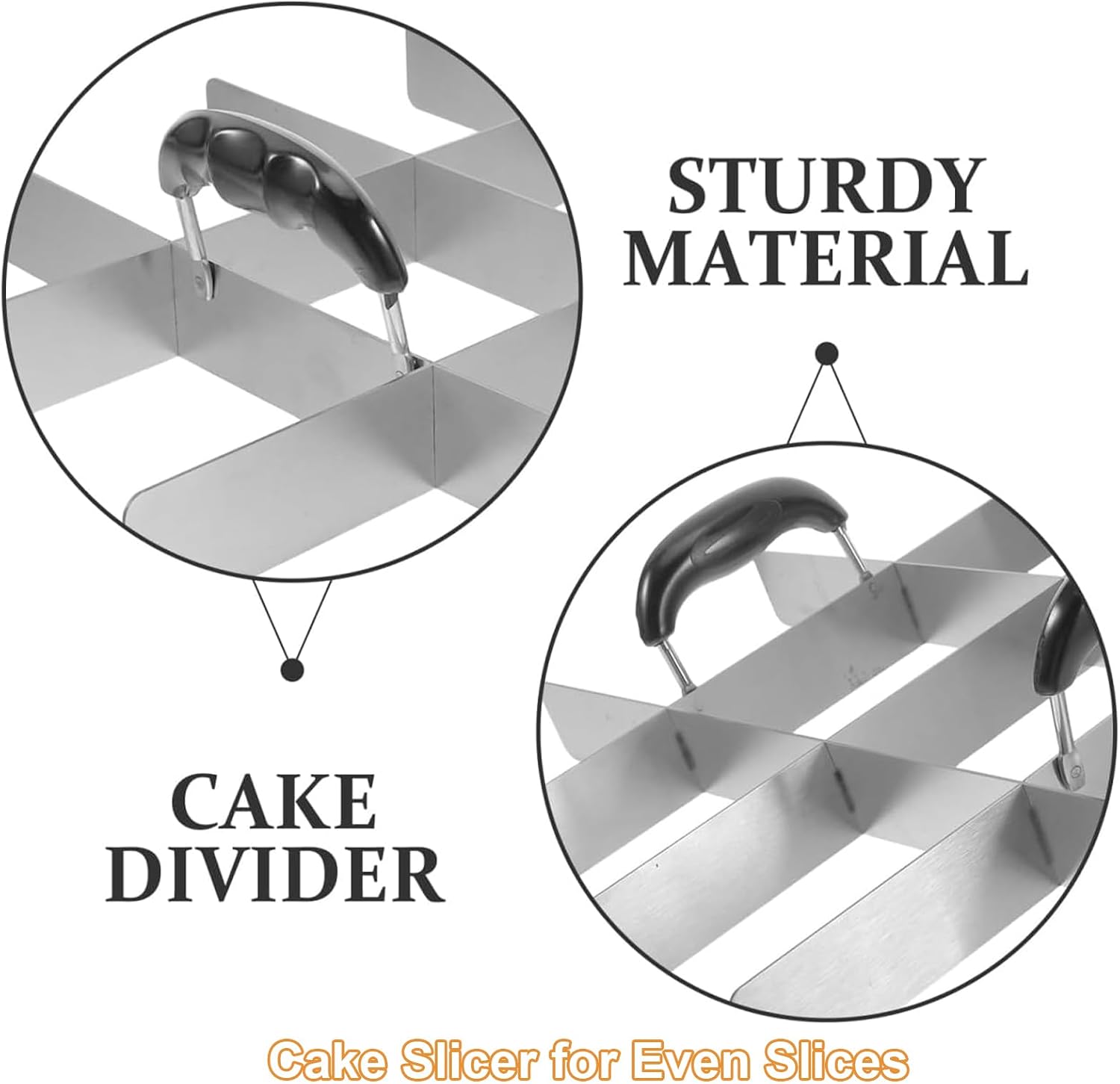 Cake Cutter Slicer,Cake Divider, Precision Scale Visibility,Pastry Square Cutter, Multi-Purpose Tool, Easy To Use, For Events, Party, Baking (9 slots)