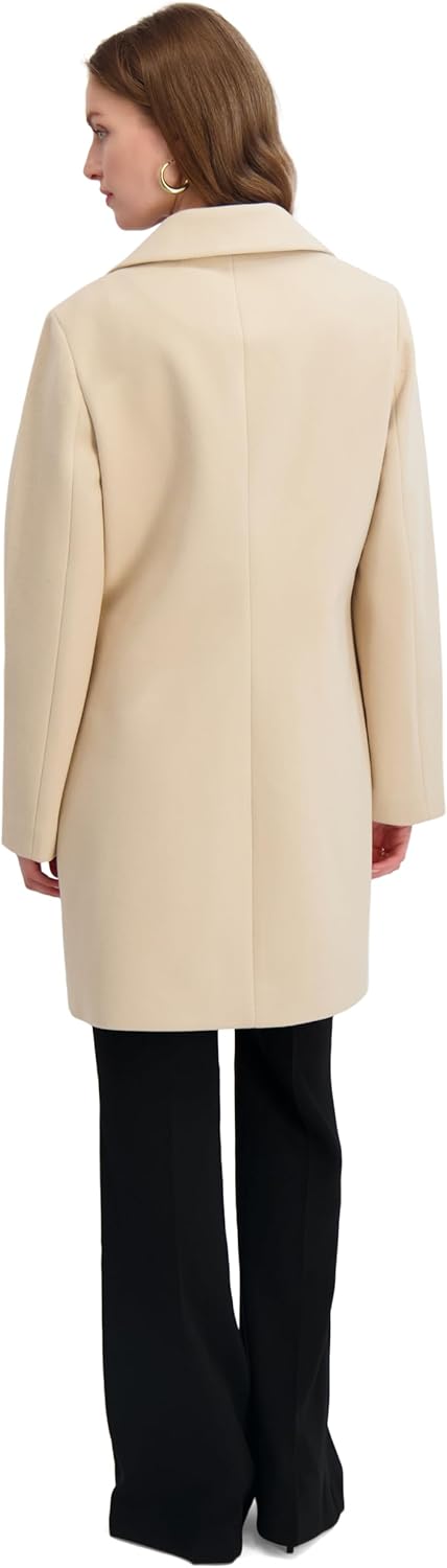 TAHARI womens Faux Wool Walker Coat With Notch Collar, Front Button Closure, Fully Lined With Stretch - Image 4