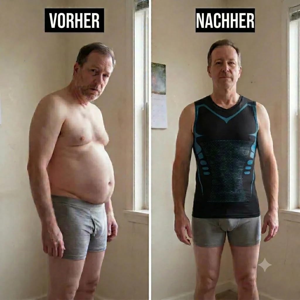 MEIION Solverana Kompressionsshirt Herren Bauch Weg Unterhemd Figurformend