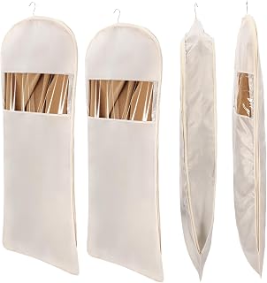 2 Pcs Space Saving Hanging Garment Bag with Self Compression Zipper Beige Space-saving Dust-proof Down Jacket Compression Storage Bag for Coats Blankets Sweaters Seasonal Clothes (XL)