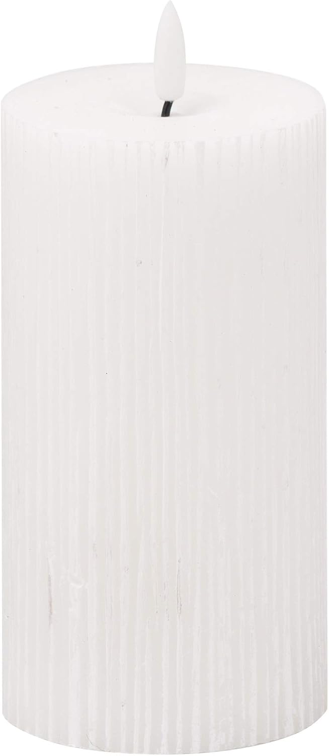 Hill 1975 Luxe Collection Natural Glow 3.5x9 Texture Ribbed LED Candle, Plastic,Wax, Mixed, 9 x 9 x 23 cm