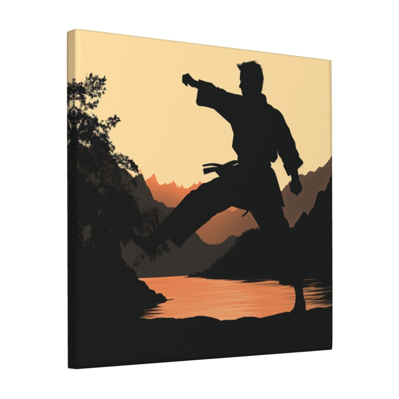 FodPand Karate Canvas Wall Art for Living Room Wall Decor 12"x12" Modern Artwork Painting Pictures Hanging Canvas Prints Aesthetic Wall Art for Bedroom Bathroom Office Wallart Decor