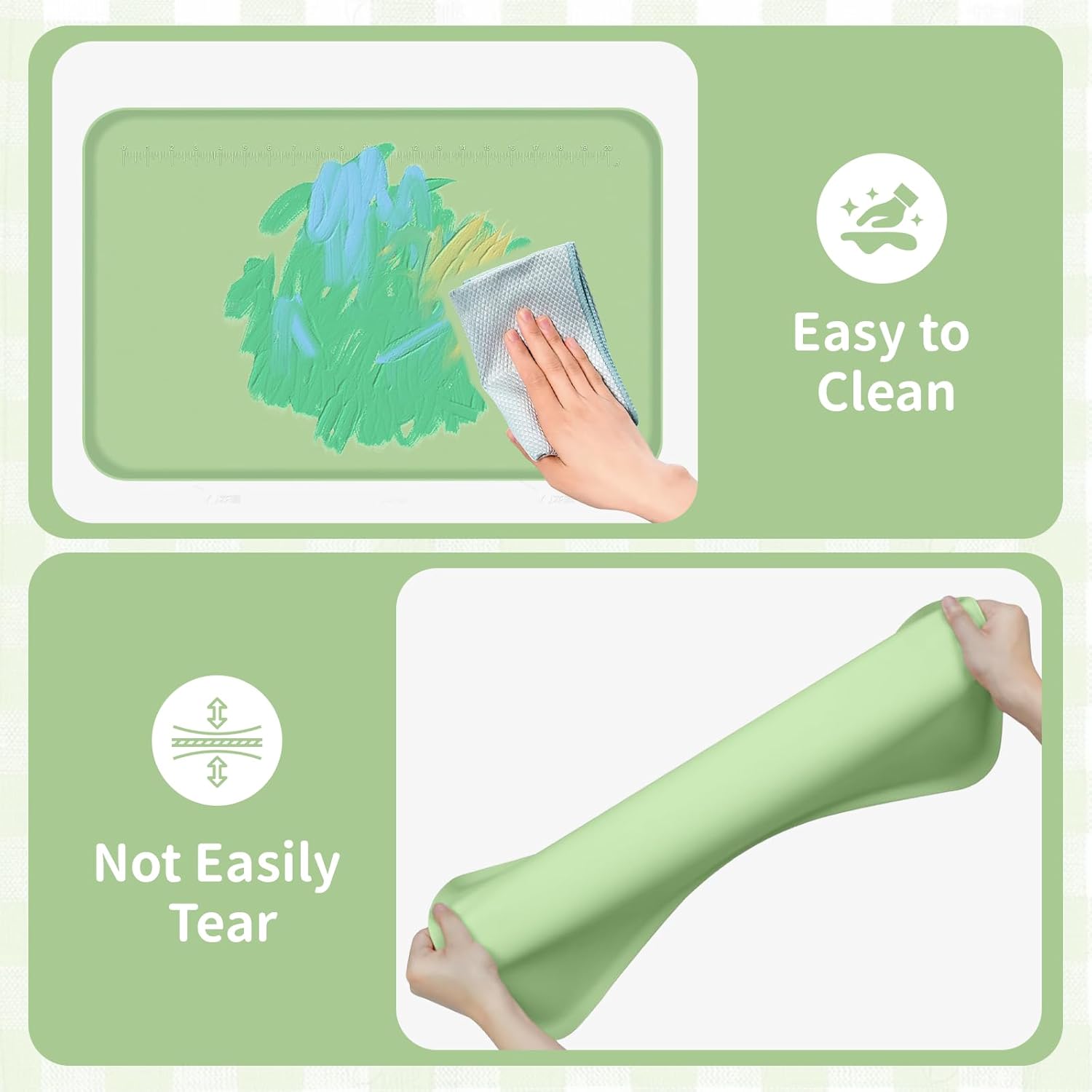 Silicone Art Mat for Painting, 24"x16" Green Roll Up Craft Mat with Raised Edges, Non-Slip Surface Protector - Image 4