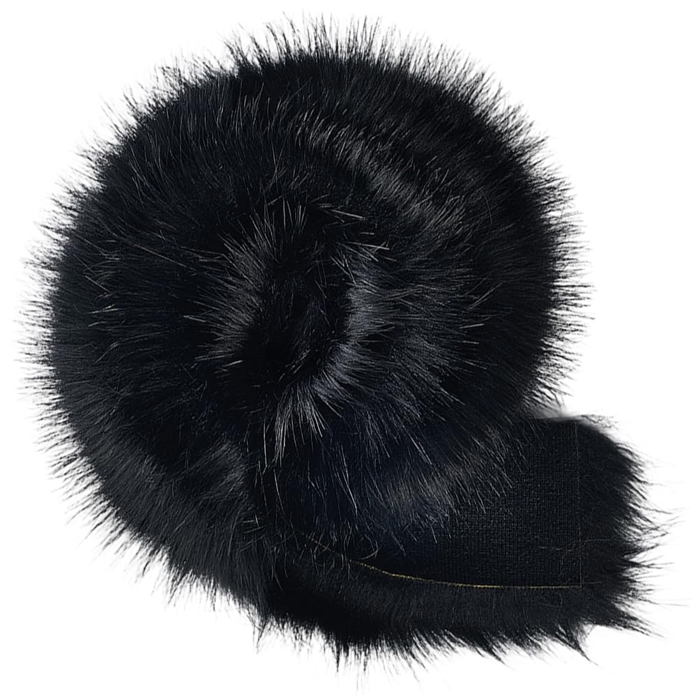 GORGECRAFT 1m*7cm Craft Faux Fur Fabric Pre Cut Rolls Black Shaggy Plush Faux Fur Ribbon Trim Fabric Roll Artificial Craft Plush Gnome Beards for Christmas Pillows Seat Cushion Pad Chair Cover